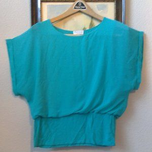 Joseph A Blue silky overlay tee shirt top, size PL